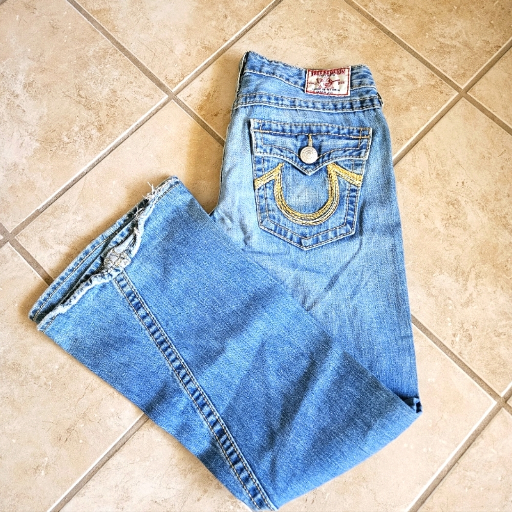 True Religion Y2K Vtg Rainbow Joey Flare Jeans Sz 30